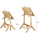 MEEDEN Wood Drafting Table & Stool Set,Artist Stool and Craft Table with Adjustable Height,Tiltable Tabletop for Artwork, Graphic Design, Reading, Writing
