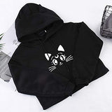 CREPUSCOLO Sailor Moon Cat Ear Crop Top Hoodies Anime Fans Pullover Sweatshirt (Cat-Black, xx_l)