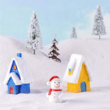 EMiEN 4 PCS Snow Villa House Winter Christmas Miniature Ornament Kits for DIY Fairy Garden Dollhouse Decoration, Christmas Scene Fairy Garden Micro Landscape Accessories Décor Children