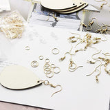 501 Pcs Unfinished Wooden Earrings Kits, a Needle Nosed Pliers, 100Pcs Blank Natural Wood Pendants100 Pcs Earring Hooks, 200 Pcs Jump Rings and 100 Pcs Earrings Backs for Jewelry DIY Craft Making
