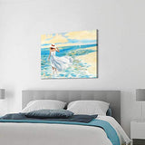 Hardy Gallery Abstract Beach Picture Wall Art: Girl & Ocean Artwork Seascape Painting on Canvas for Bathroom (40” x 30” x 1 Panel)