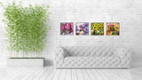 Large 16X16inch 5D 4 Pack Full Drill Diamond Art Painting Dotz Art Supplies DIY Kits for Adults Kids Flower Floral Wall Decor