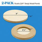 Unfinished Round Birch Wood Canvas Panels Kit, Falling in Art 2 Pack of 8’’ Studio 3/4’’ Deep Cradle Boards for Pouring Art, Crafts, Painting, and More
