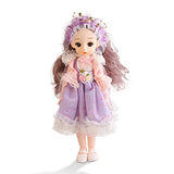 BJD Dolls Girl 12 Inch 1/6 SD Dolls with 13 Removable Jointed for Doll Toys, Cute Doll Toy with Clothes and Shoes, Birthday Gift for Age 3 4 5 6 7 8 Year Old Girls (Purple)