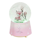Funny Carousel Music Box Resin Battery Powered Deer Falling Snow Crystal Ball with Changing Light and Music Festive Home Christmas Decoration Birthday New Year Gift