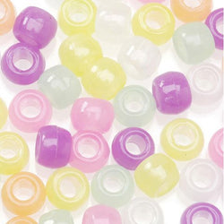 Bulk Buy: Darice DIY Crafts Pony Beads Plastic Glow-In-The-Dark Pastel Colors 9mm 480 pieces