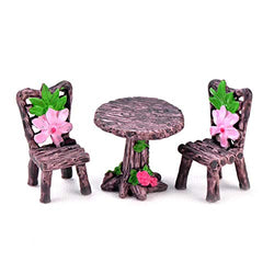 Miniature Resin Table and Chair Decoration Set for Garden Crafts Flowerpot Dollhouse Fairy Decoration