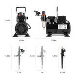 Airbrush Kit with Compressor, 1/5hp Air Compressor, Dual Action Airbrush, 8 Paints, 3 Airbrush Guns, for Painting for Decorating,Model,Shoes,Nails