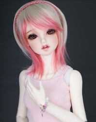 (17.5-19CM) BJD Doll Hair Wig 7-8" 1/4 SD DZ DOD LUTS / Light-Gold & Pink Mixed Colors / FA52