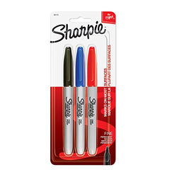 Sharpie 30173PP Permanent Markers, Fine Point, Assorted Colors, 1 Blister of 3 Markers, 3 Markers