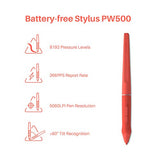2020 HUION HS611 Red Graphics Drawing Tablet Android Support with 8 Multimedia Keys Battery-Free Stylus 8192 Pressure Sensitivity Tilt 10 Press Keys for Art Beginner-10inch (Coral Red)