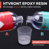 HTVRONT Epoxy Resin Kit 34OZ, Easy Mix 1:1 Ratio Resin Epoxy, Bubble-Free Crystal Clear Resin Epoxy for Crafts, Coating, Self-Leveling Resin Kit, Bonus 10 Stirring Sticks & Gloves, 2 Measuring Cups
