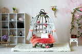 Miniature Summerhouse Chair Arbor Hutch, Dollhouse Furniture Summer House Flowers