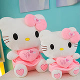 Quioee Cute Hello Kitty Plush Toy Kitten Stuffed Animals Kawaii Cat Fluffy Plush Doll Hugging Pillow with Love Heart (55cm/21.65inch)