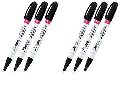 Sharpie Oil-Based Paint Marker, Extra Fine Point, Black Ink,Pack of 6