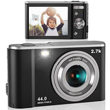 Digital Camera, Lecran Vlogging Camera with 16X Digital Zoom, 2.88" IPS Screen, Compact Portable Mini Cameras for Students, Teens, Kids (2.7K Black)