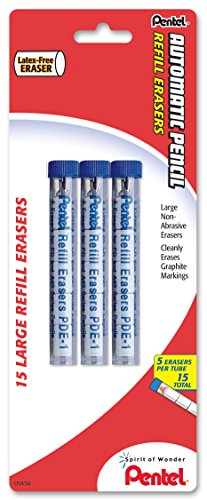 Pentel Eraser Refills for Mechanical Pencils Pack of 15 (PDE1BP3-K6)