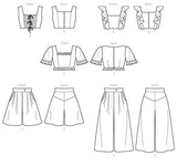 McCall Pattern Company McCall's Women's Crop Top, Shorts, and Flared Leg Pants, Sizes 4-12 Sewing Pattern, White