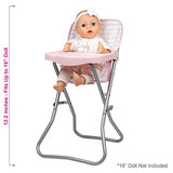 Adora Baby Doll Accessories Pink High Chair, Can Fit Up to 16 inch Dolls, 20.5 inches in Height, Baby Pink and Grey Print