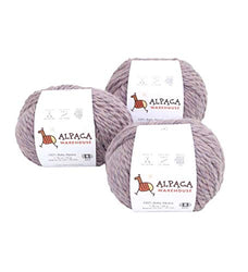 100% Baby Alpaca Yarn Wool Set of 3 Skeins Lace Worsted Bulky/Chunky Weight - Heavenly Soft and Perfect for Knitting and Crocheting (Heather Lilac, Bulky/Chunky)