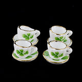 Goldblue Dollhouse Miniature 15pcs Dining Ware Tea Set White with Clover
