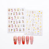 JMEOWIO 8 Sheets Easter Nail Art Stickers Decals Self-Adhesive Pegatinas Uñas Rabbit Carrot Egg Nail Supplies Nail Art Design Decoration Accessories