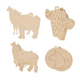 Unfinished Wooden Llama, Cactus Christmas Tree Ornaments for Crafts (24 Pack)