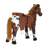 Qaba Children’s Plush Interactive Standing Ride-On Horse Toy with Sound -Dark Brown/White