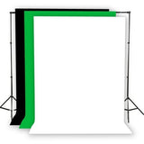 StudioFX 2400 Watt Softbox Continuous Photo Lighting Kit 16"x24" + Boom Arm and 6'x9' Black, White, Chromakey Green Backdrop with Support Stand for Photography Video Studio H9004SB-69BWG by Kaezi