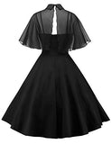 GownTown Women's 1950s Cloak Two-Piece Cocktail Dress Black