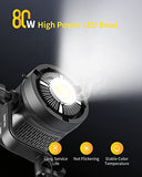 RaLeno 80W LED Studio Video Light, with Efficient Cooling Fan Continuous Lighting 5600K CRI 95+ Brightness Adjustable Bowens Mount for Video Recording Photography Outdoor Shooting YouTube Interview