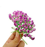 NAVA CHIANGMAI 50 pcs mini Purple White Rose Bud 5x8mm Mulberry Paper Flowerscrapbooking wedding doll house supplies card