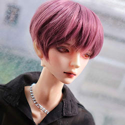 XSHION 1/4 BJD Doll Wigs 7-8 Inch, Heat Resistant Fiber Male Wig Purple Short Wig Ball Joints Doll Wig,Only Wig
