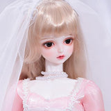 1/3 BJD Doll Fashion Princess Ball Jointed SD Dolls Include Pink Clothes + Head Yarn + Shoe + Wig + Makeup Face, Surprise Gift for Girls