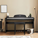 Moukey MDP-350 88-Key Semi Weighted Piano Action Digital Beginner Keyboard with Furniture Stand & Piano Stool, Triple Pedals, Power Supply, Black