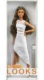 Barbie Signature Looks Doll (Brunette Wavy Hair) Fully Posable Fashion Doll Wearing White Skirt for Collectors