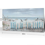 Big Wall Art for Living Room Extra Large Hand-painted Beach Oil Painting Ocean Sea Bird Seagull Canvas Artwork Framed Seascape Coastal Picture for Office Bedroom Decor 60x30inch