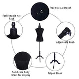 Women Mannequin, Half-Length Foam & Brushed Fabric Female Dress Form Mannequin Body with Black Tripod Stand for Clothing Display