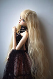 1/3 BJD Doll Wig High Temperature Synthetic Fiber Light Golden Long Curls with Full Bangs Hair Wig for 1/3 BJD SD Doll