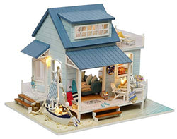 Rylai 3D Puzzles Miniature Dollhouse DIY Kit w/ Light -Caribbean Sea Series Dolls Houses Accessories with Furniture LED Music Box Best Birthday Gift for Women and Girls