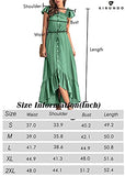 KIRUNDO 2021 Summer Women’s Off Shoulder Maxi Dress Polka Dots Short Sleeves High Waist Pleated Long Dresses with Belt (Small, Green 2)