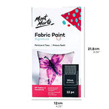 Mont Marte Signature Fabric Paint, 12pc x 0.7oz (20ml), Suitable for DIY Fashion and Homewares