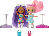 Five Barbie Dolls, Barbie Extra Mini Minis Bundle, Small Dolls with Colorful Fashions and Accessories