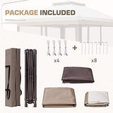 EAGLE PEAK 13' x 13' Pop-Up Gazebo Tent Instant w/ Mosquito Netting，Outdoor Gazebo Canopy Easy Set-up Folding Shelter (Beige/Brown)