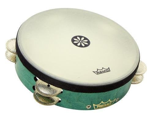 Remo Tambourine, Lotus, 10" x 2-5/8", Fixed RENAISSANCE, German Silver Jingles, 5 Pairs x 2 Rows, Venwood Aqua, Layne Redmond