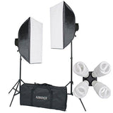 StudioFX 2400 Watt Softbox Continuous Photo Lighting Kit 16"x24" + Boom Arm and 6'x9' Black, White, Chromakey Green Backdrop with Support Stand for Photography Video Studio H9004SB-69BWG by Kaezi