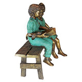 Design Toscano Read to Me Boy and Girl on Bench Cast Bronze Garden Statue