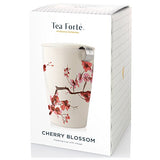 Tea Forte Kati Cup Cherry Blossoms, Ceramic Tea Infuser Cup with Infuser Basket and Lid for Steeping Loose Leaf Tea