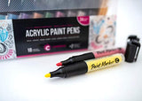 Acrylic Paint Pens - 12 Fantastic Vibrant Colours + 24 Spare Nibs - Thin and Medium Tip - Refillable Markers for Wood, Ceramic, Metal, Canvas, Rock, Fabric Painting DIY Crafts Markers