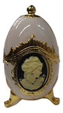 Sparkling Black and White Cameo Egg Shaped Musical Jewelry Box with Crystallized Swarovski Elements
